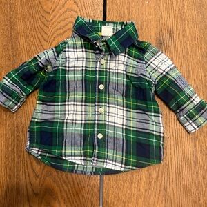 Baby Gap, Green Plaid Button-Up Shirt